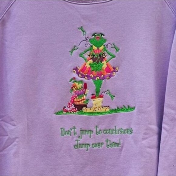 Vtg Quacker Factory Women's 3X Embroidered Pullover Sweatshirt Lavender QVC NWT - Picture 4 of 7